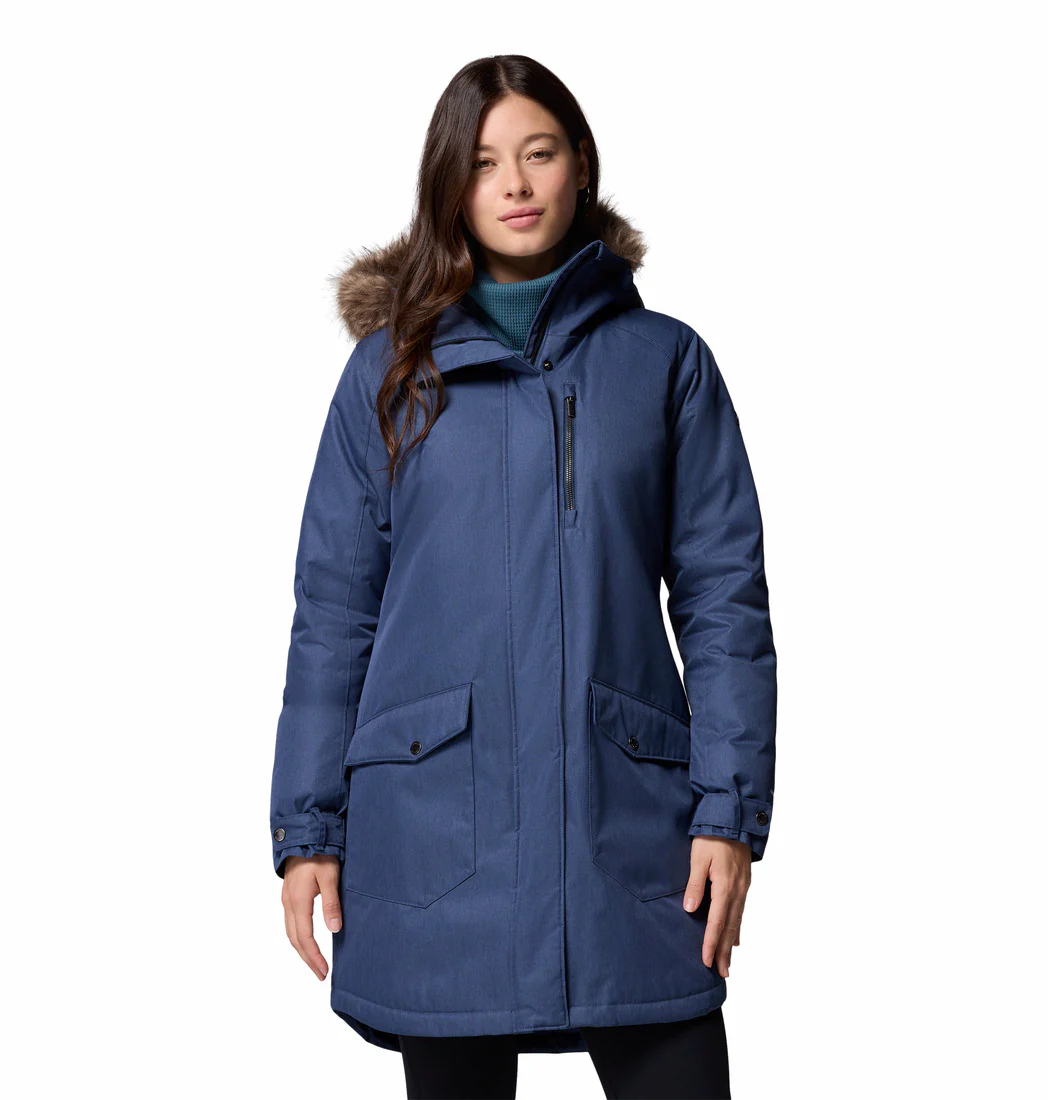 Columbia Women Navy Blue Suttle Mountain Long Insulated Jacket (Plus Size)