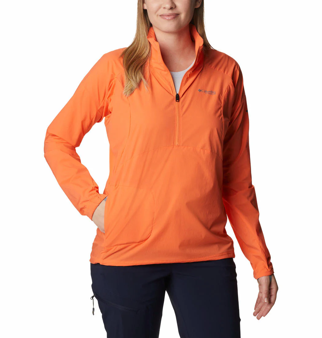 Columbia Women Orange W Titan Pass Lightweight 1/2 Zip
