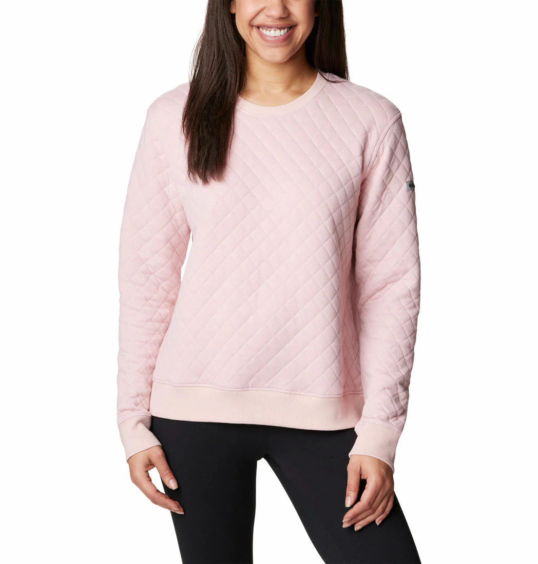 Columbia Women Pink Columbia Lodge Quilted Crew