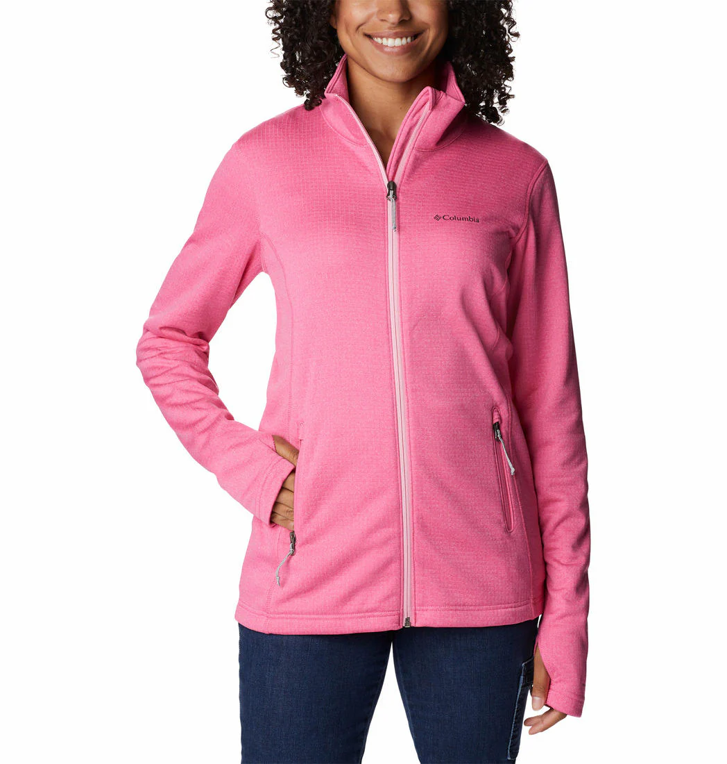 Columbia Women Pink W Park View Grid Fleece Full Zip (Sun Protection)