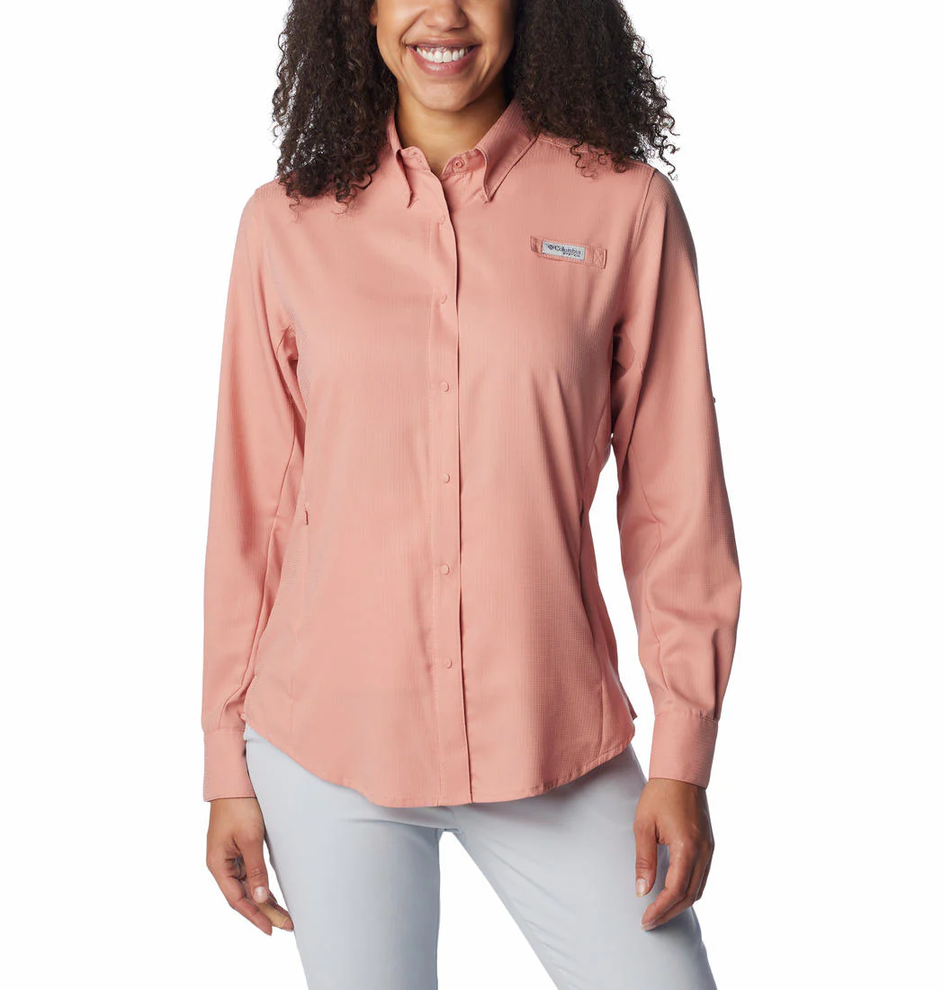Columbia Women Pink Womens Tamiami II LS Shirt (Sun Protection)