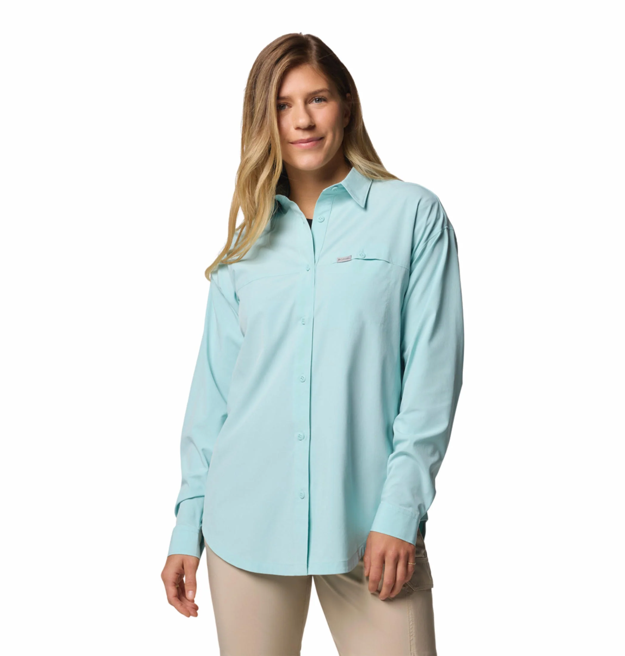 Columbia Women Green Boundless Trek Layering LS II (Sun Protection)
