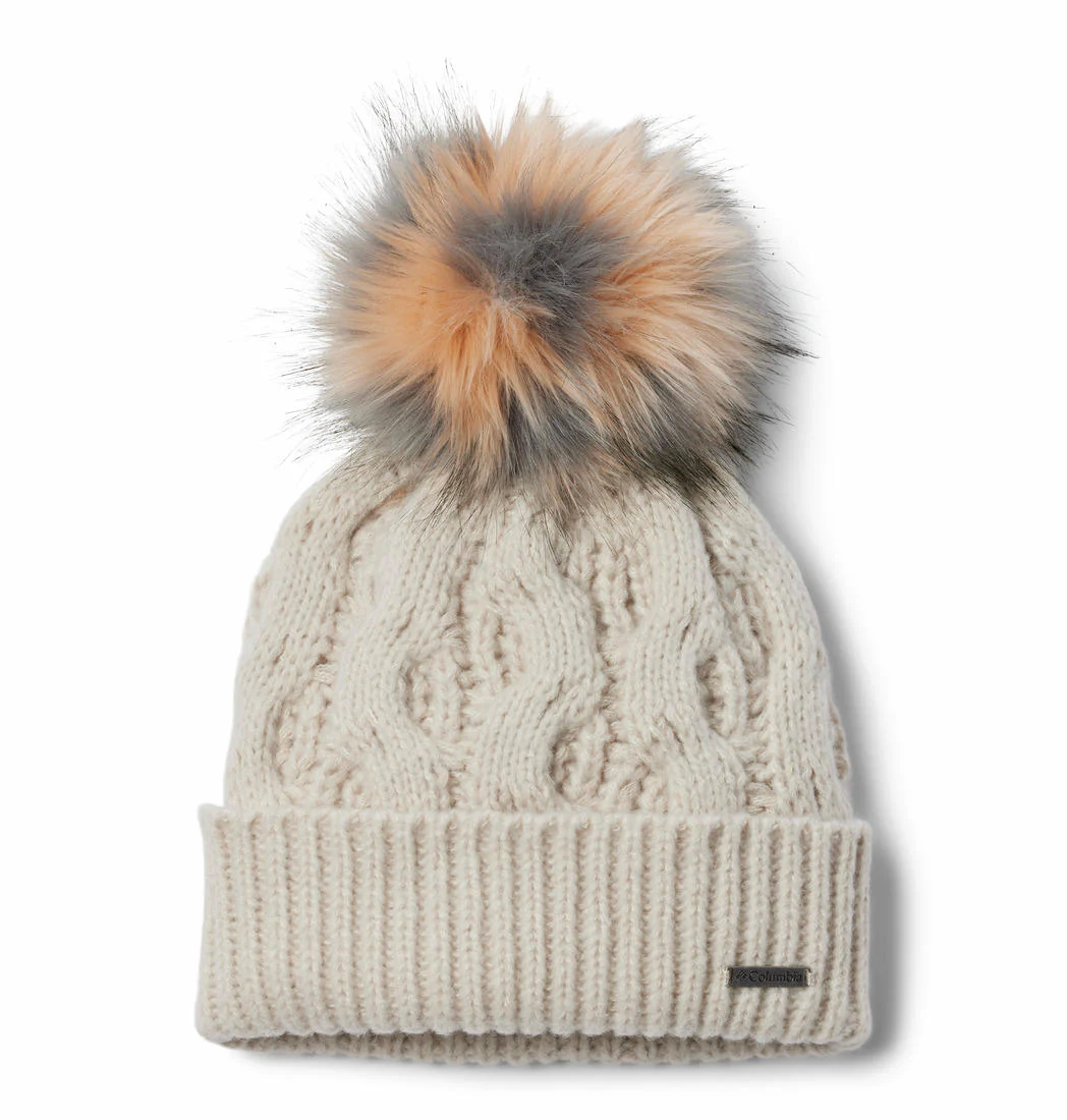 Columbia Women Brown Boundless Days Cable Knit Pom Beanie