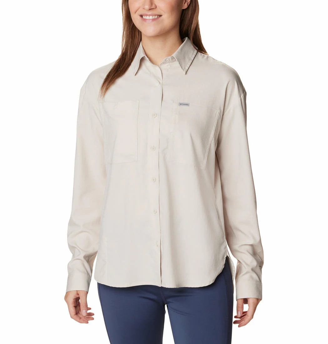 Columbia Women Brown Silver Ridge Utility LS Shirt (Sun Protection)