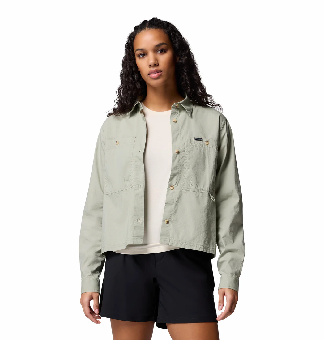 Columbia Women Green Brea Falls Woven LS