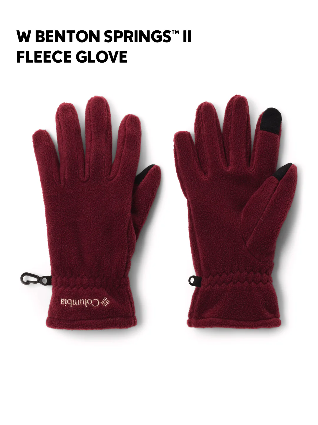 Columbia Womens Maroon W Benton Springs II Fleece Gloves - Image 2