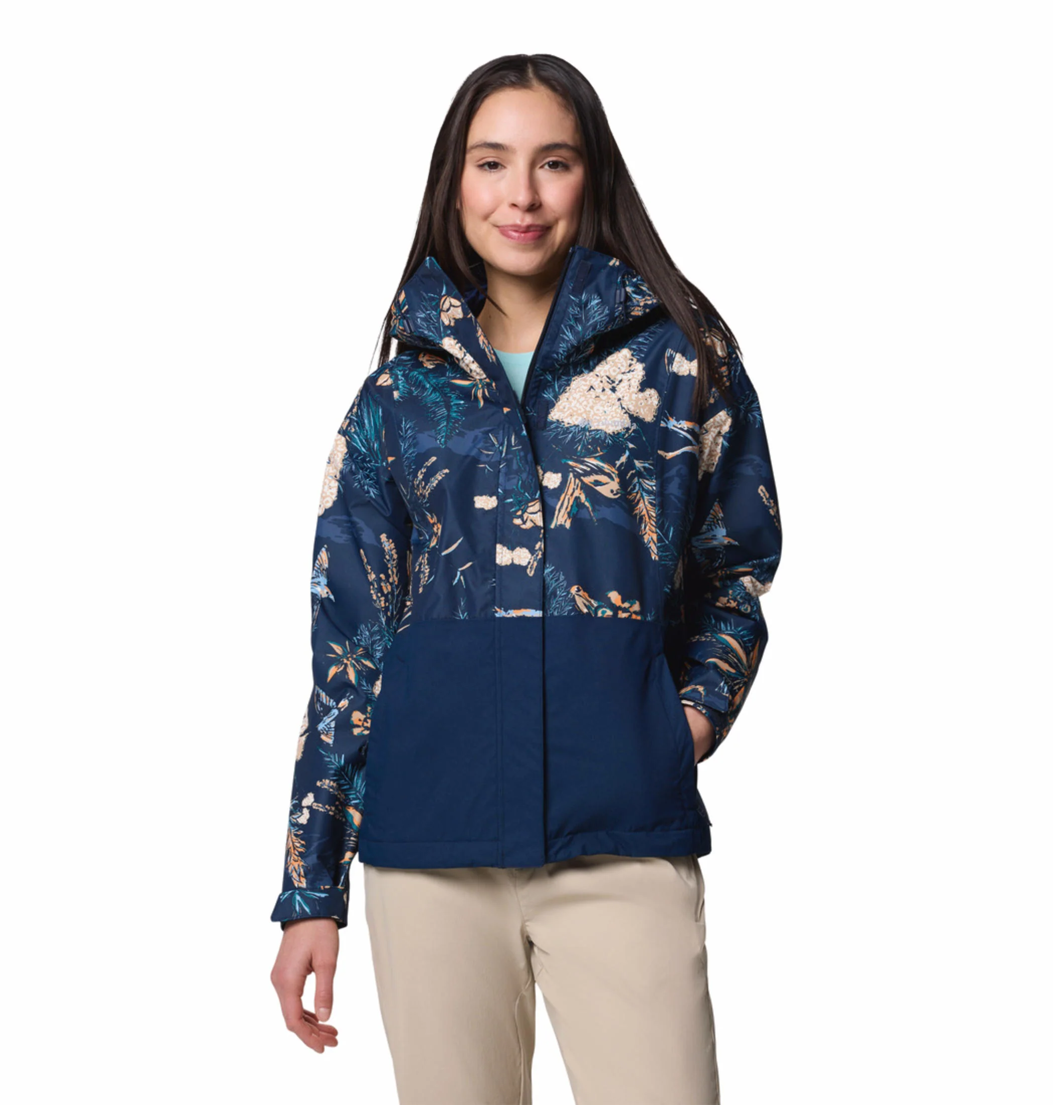 Columbia Women Blue Hikebound Printed Jacket Waterproof