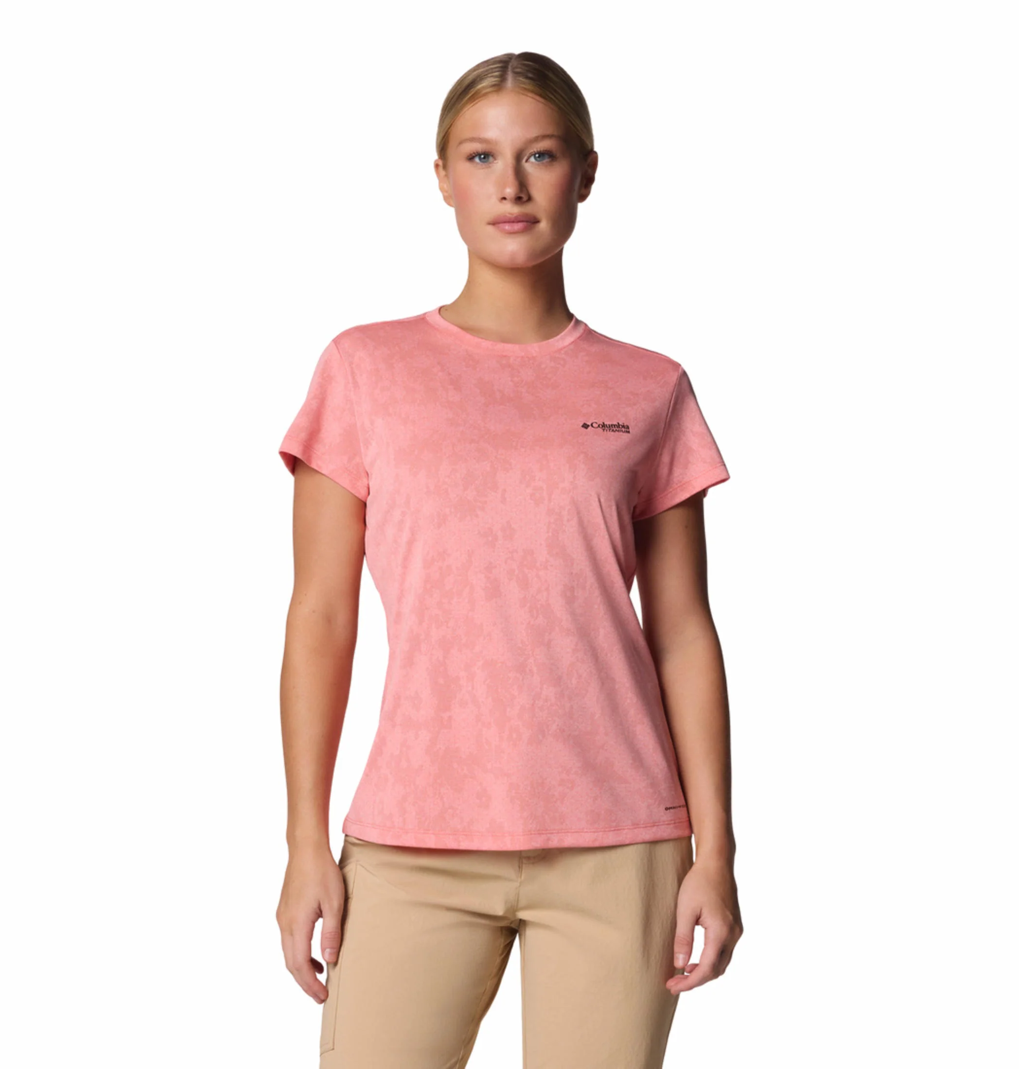 Columbia Women Pink Bluebird Canyon Short Sleeve Crew