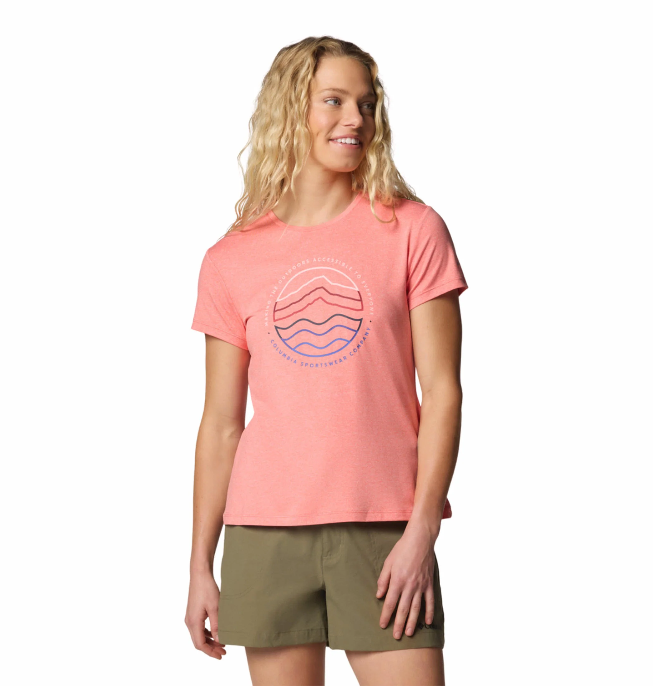 Columbia Women Pink Sloan Ridge Graphic SS Tee