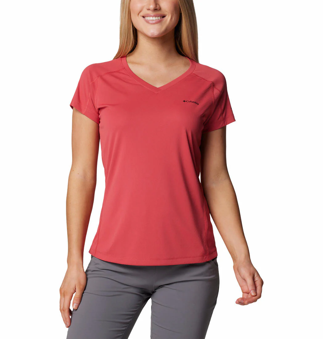 Columbia Women Red Zero Rules Short Sleeve Shirt