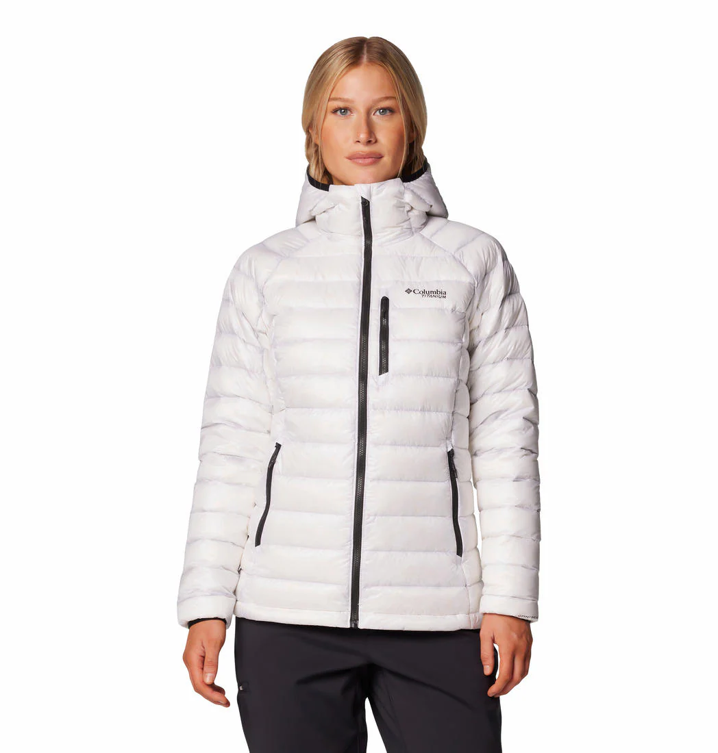 Columbia Women White Arctic Crest Down Hooded Jacket