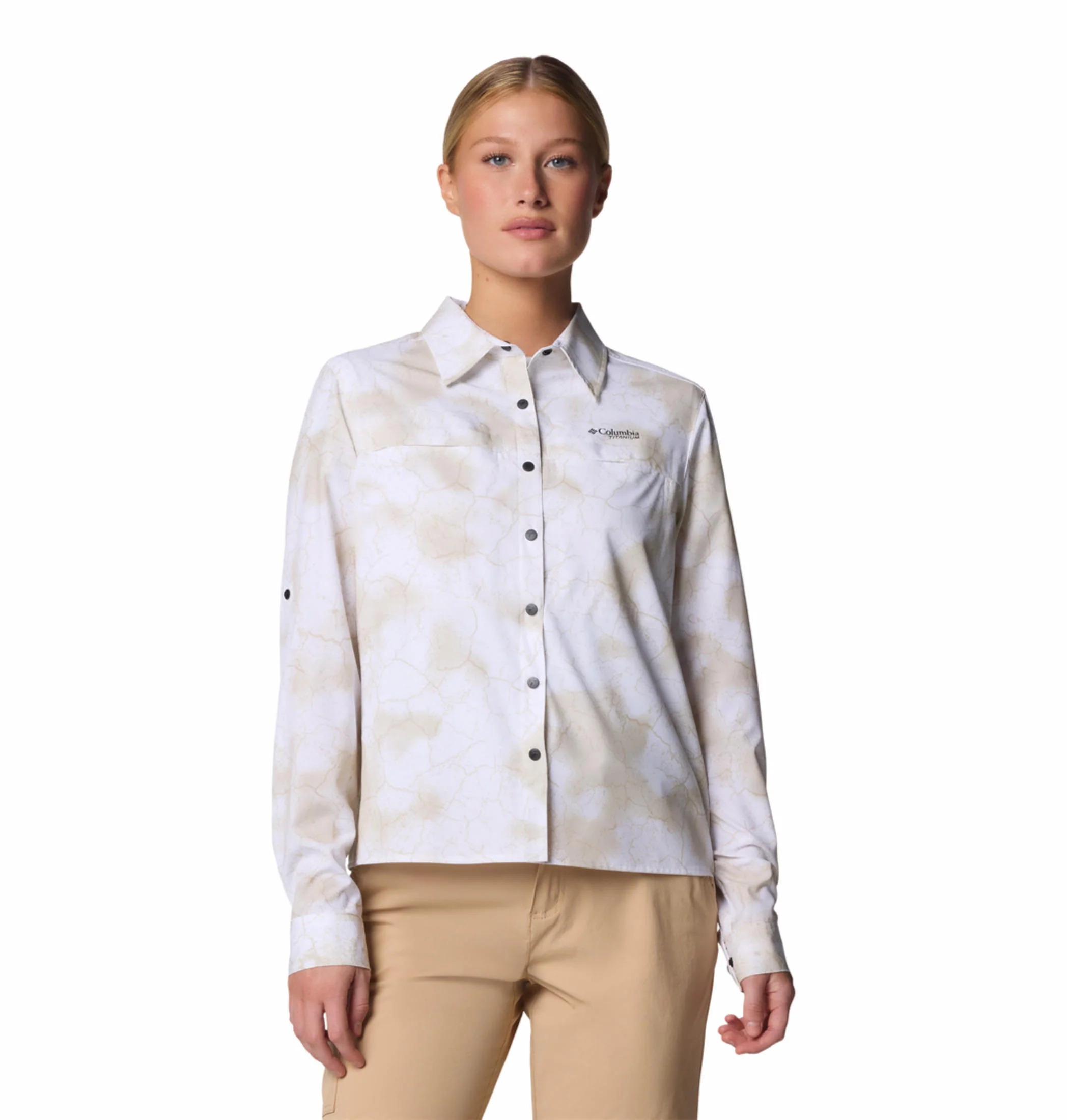 Columbia Women White Summit Valley Woven Long Sleeve Shirt (Sun Protection)