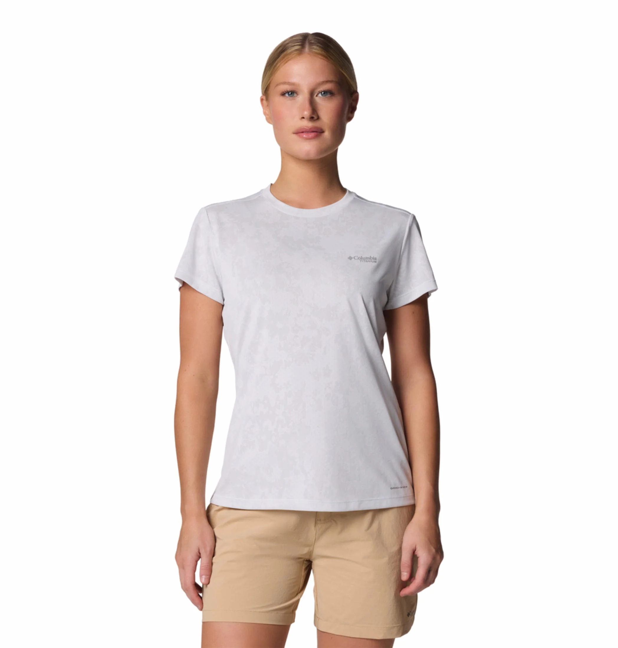Columbia Women White Bluebird Canyon Short Sleeve Crew