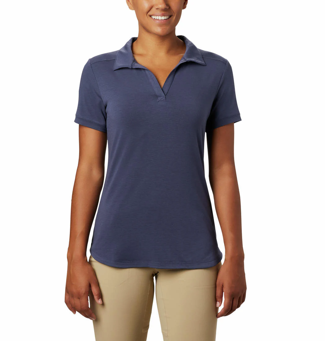 Columbia Women Blue Essential Elements Polo (Sun Protection)