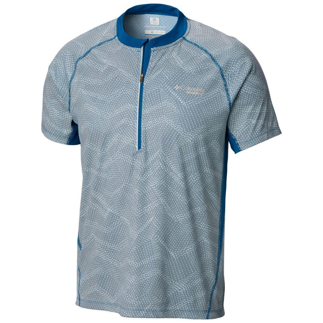 Columbia Men Blue F.K.T. II Short Sleeve Shirt (Sun Protection)