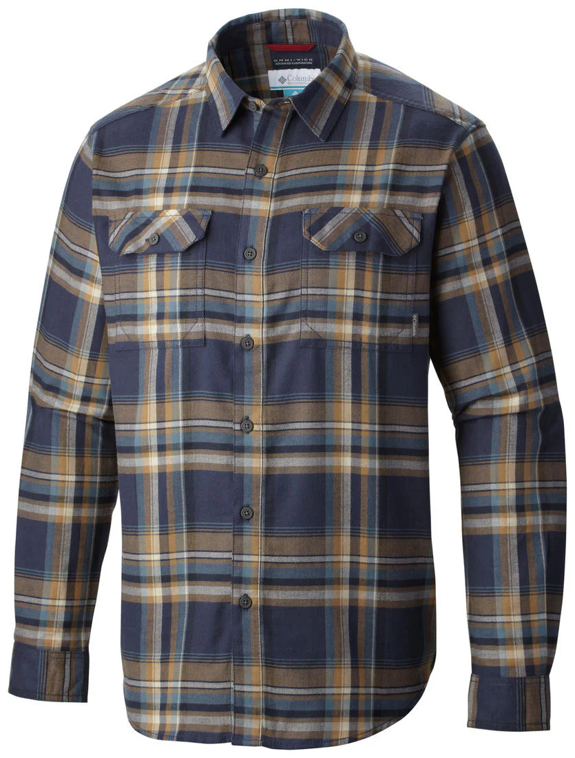 Columbia Men Navy Blue Flare Gun Flannel III Long Sleeve Shirt