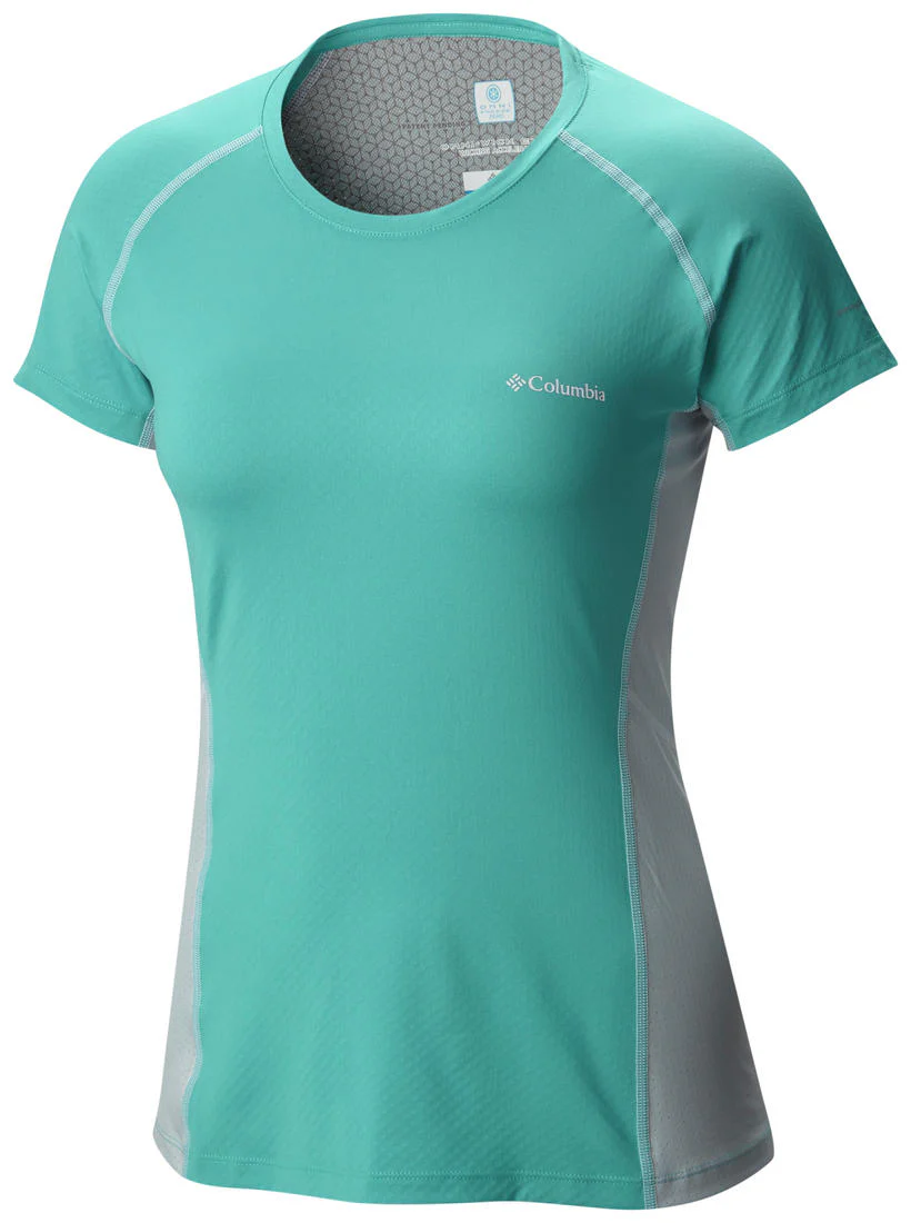 Columbia Women Green Freeze Degree III Short Sleeve Shirt (Sun Protection)