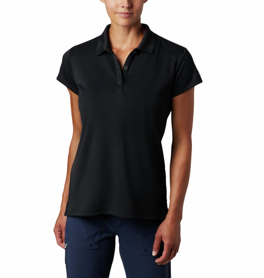 Columbia Women Black Innisfree SS Polo (Sun Protection)