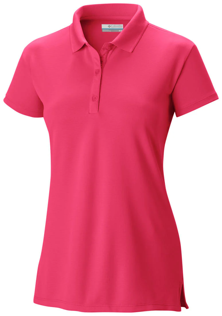 Columbia Women Red Innisfree SS Polo (Sun Protection)
