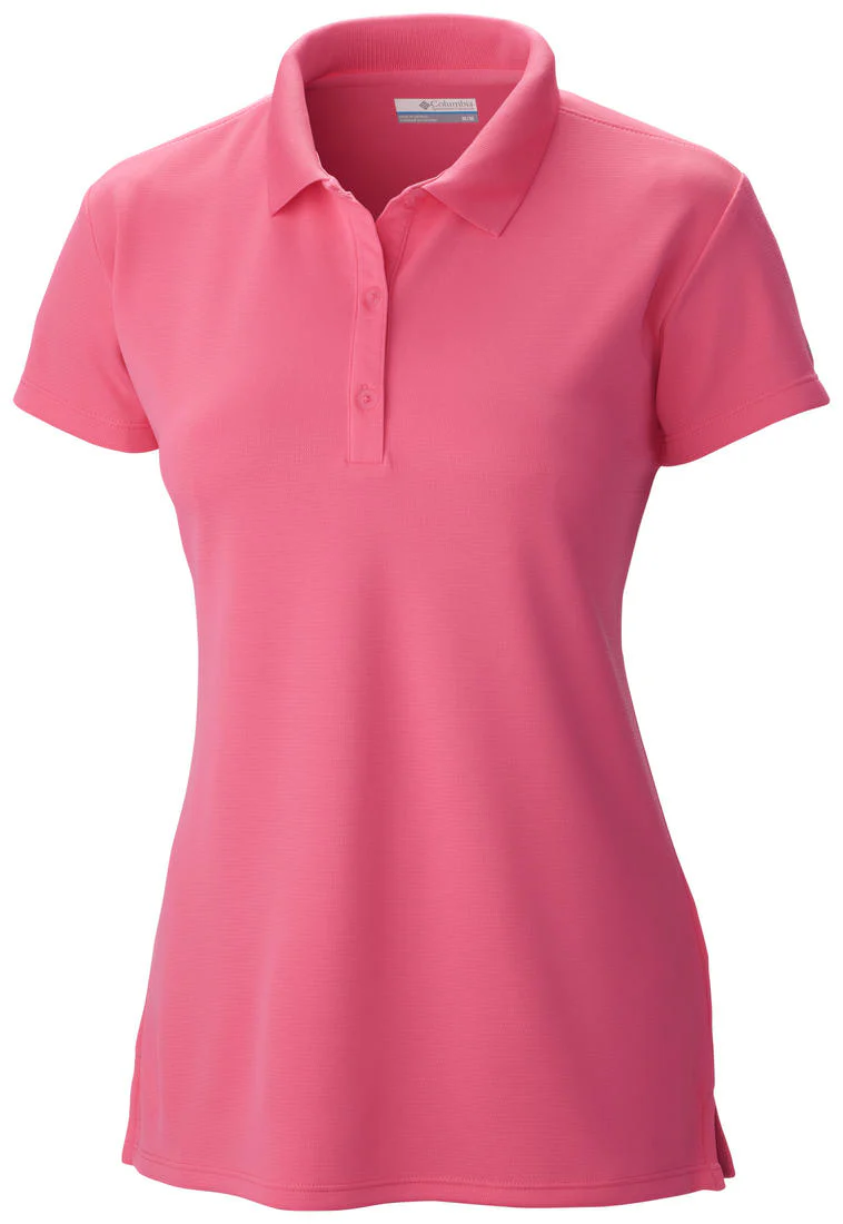 Columbia Women Red Innisfree SS Polo (Sun Protection)