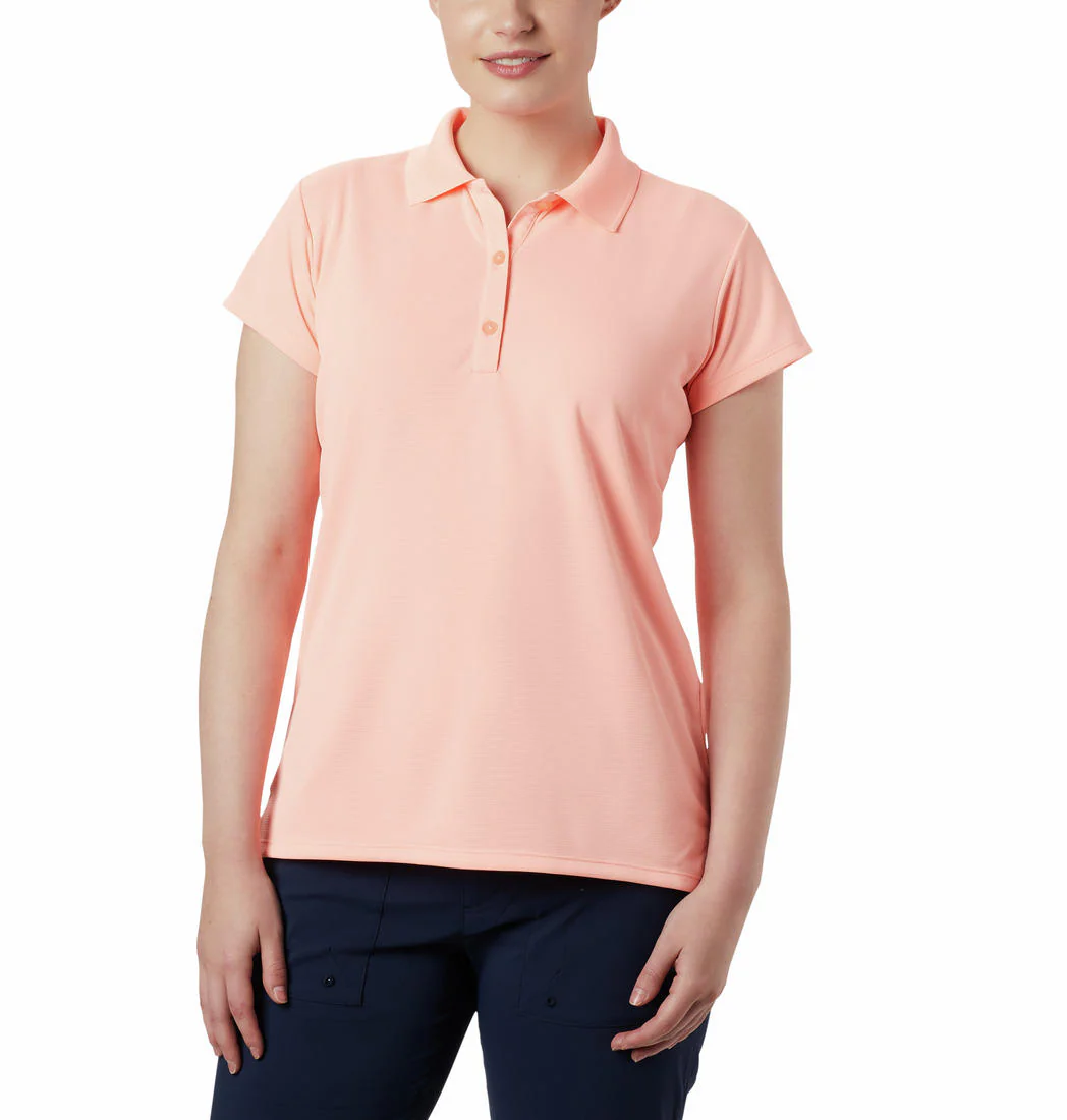 Columbia Women Peach Innisfree SS Polo (Sun Protection)