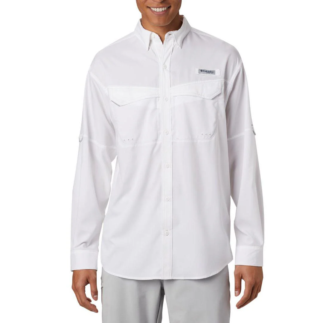 Columbia Men White Low Drag Offshore LS Shirt (Sun Protection)