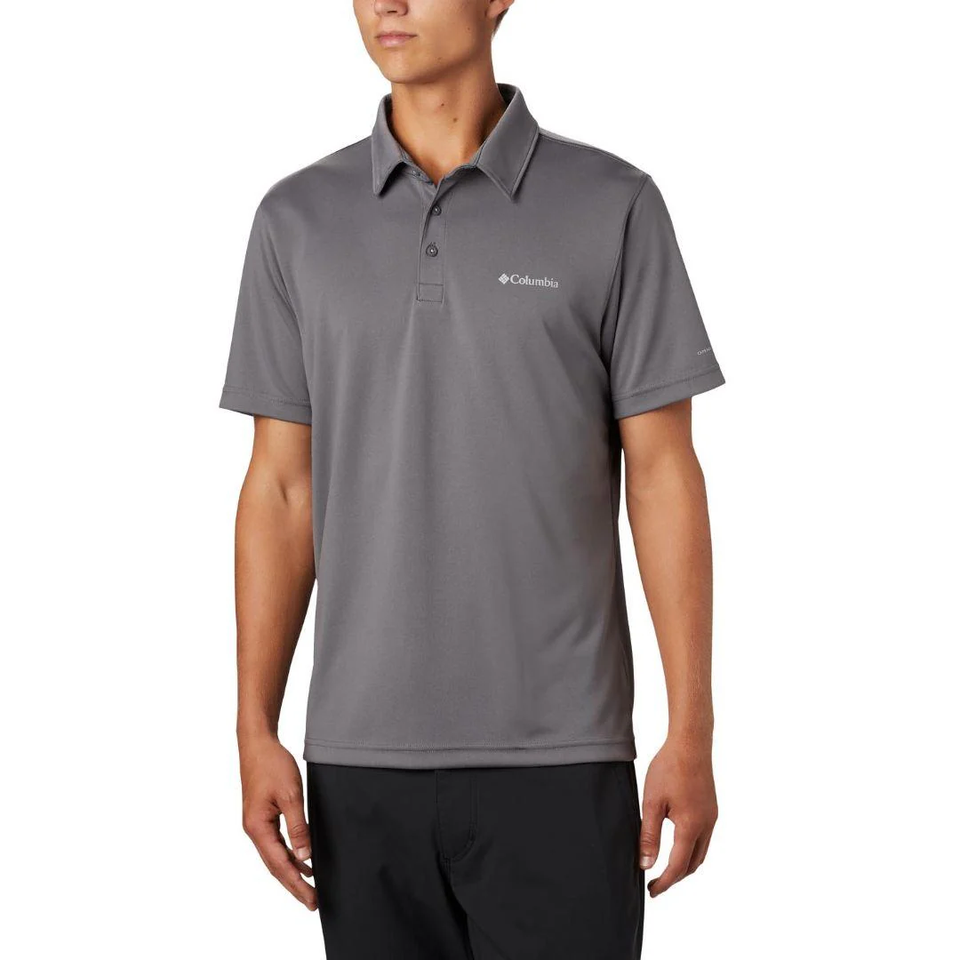 Columbia Men Grey M Mist Trail SS Polo (Sun Protection)