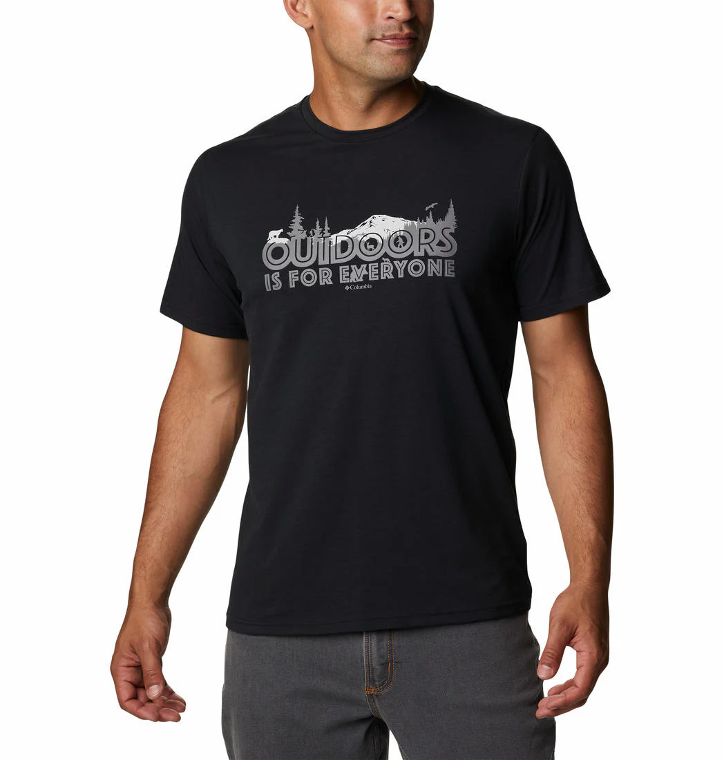 Columbia Men Black Men's Sun Trek Short Sleeve Graphic Tee (Sun Protection)