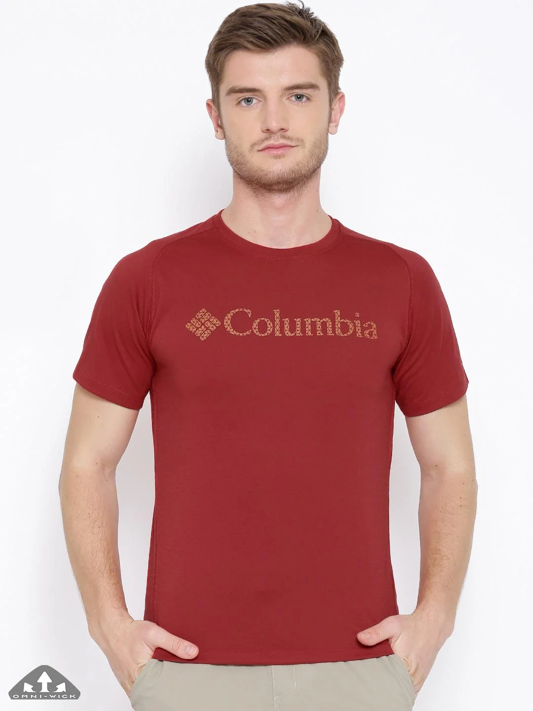 Columbia Men Red Mountain Tech Logo S S Crew (Sun Protection)