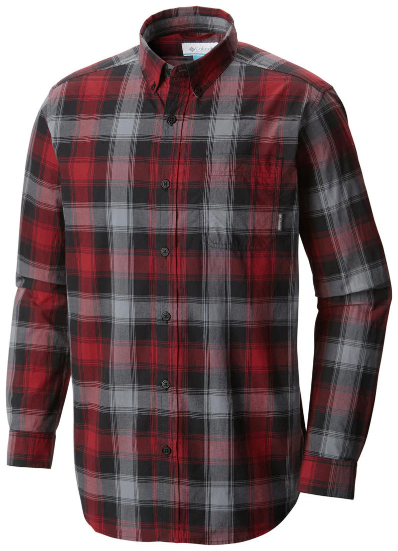 Columbia Men Red Rapid Rivers II Long Sleeve Shirt