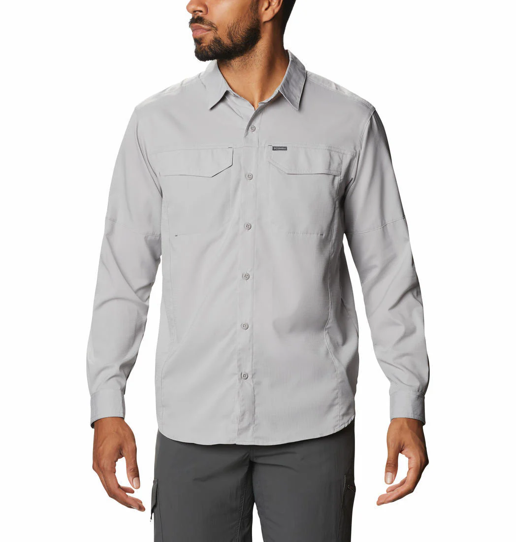 Columbia Men Grey Silver Ridge Lite Long Sleeve Shirt (Sun Protection)
