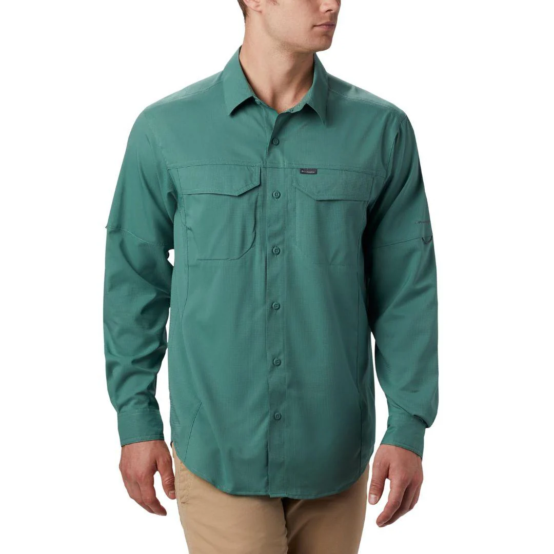 Columbia Men Green Silver Ridge Lite Long Sleeve Shirt (Sun Protection)
