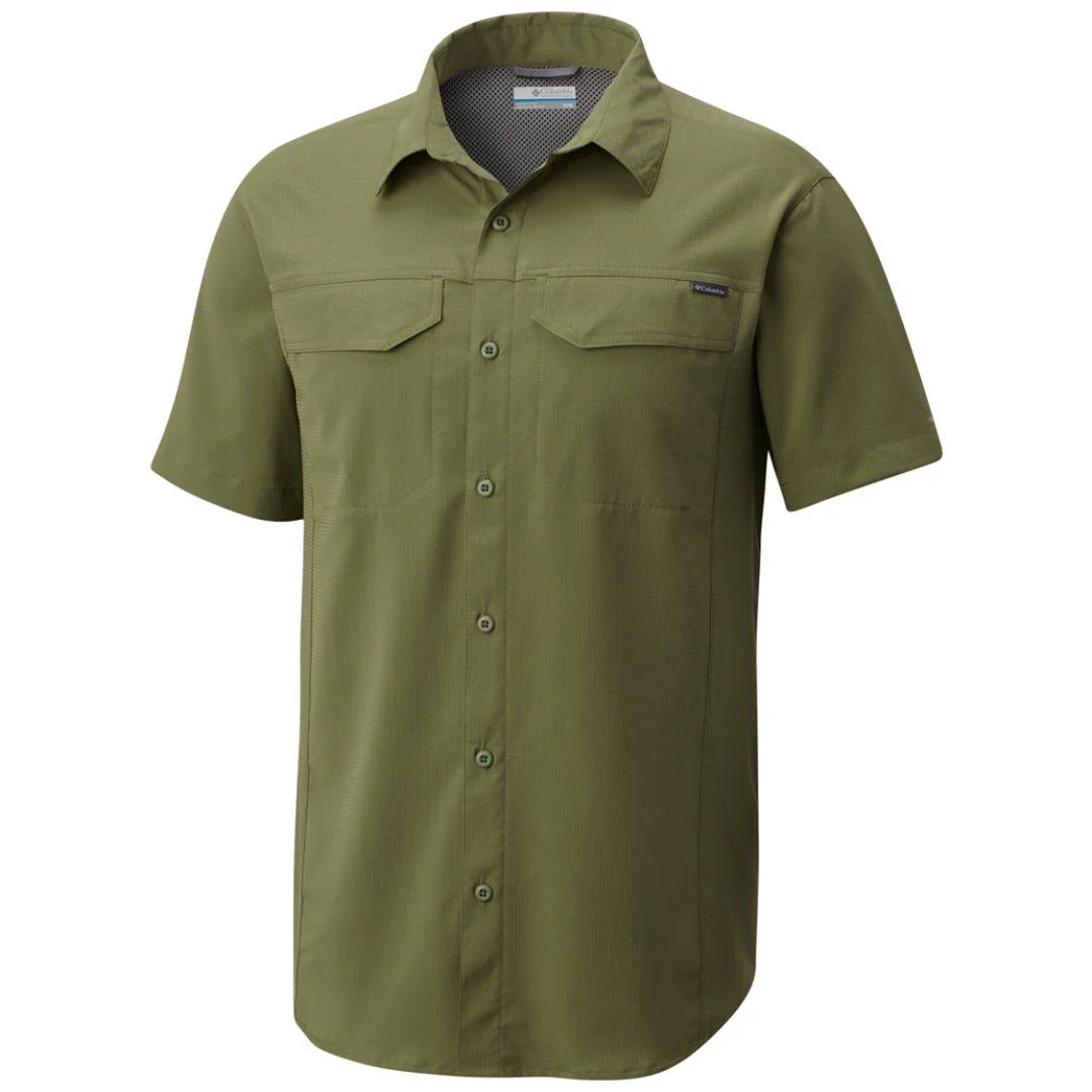 Columbia Men Green Silver Ridge Lite Short Sleeve Shirt (Sun Protection)