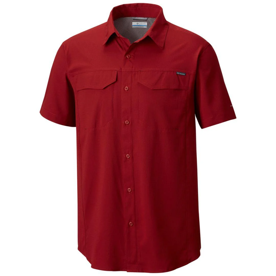 Columbia Men Red Silver Ridge Lite Short Sleeve Shirt (Sun Protection)