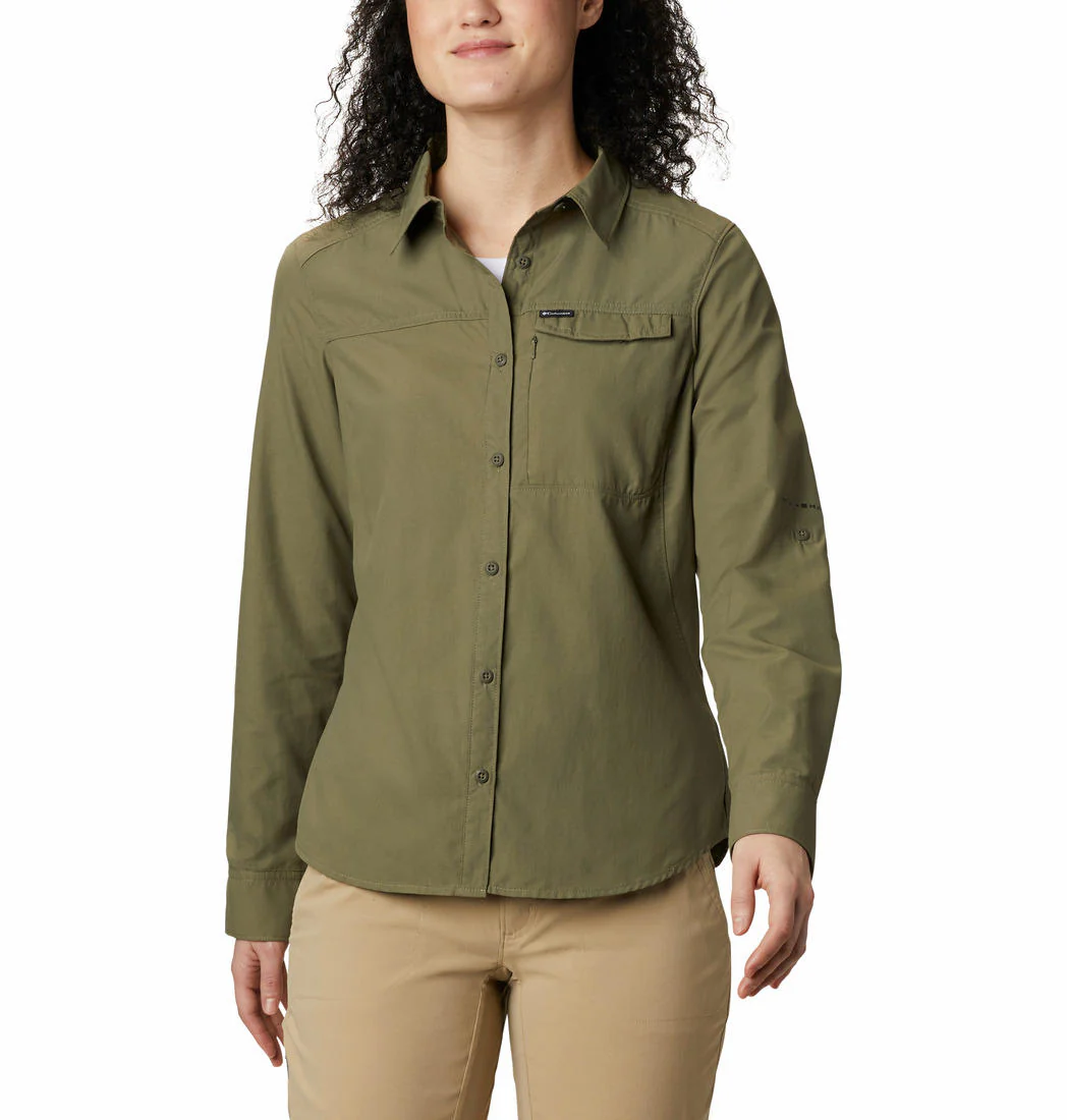 Columbia Women Green Silver Ridge 2.0 Long Sleeve (Sun Protection)