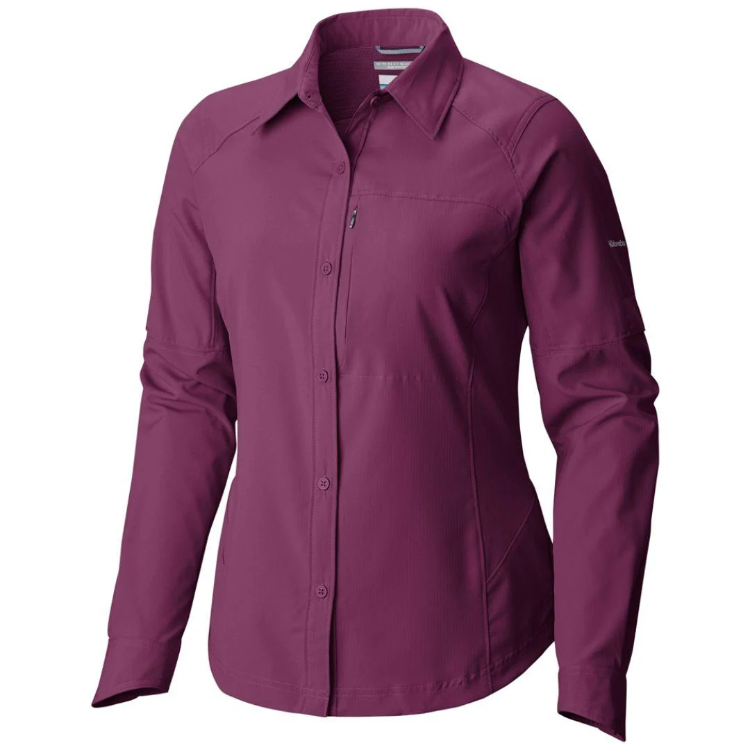 Columbia Women Purple Silver Ridge Long Sleeve Shirt (Sun Protection)