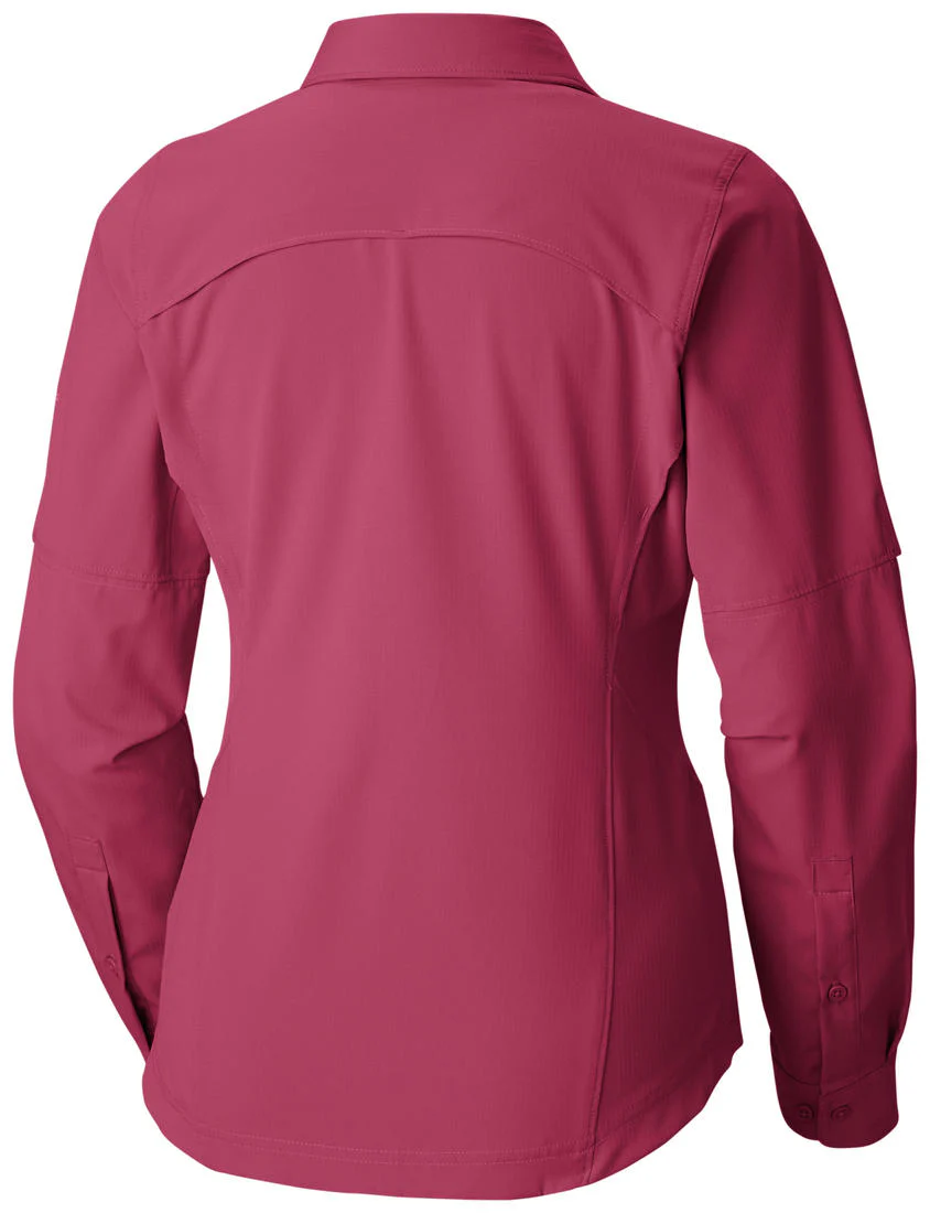 Columbia Women Red Silver Ridge Long Sleeve Shirt (Sun Protection)
