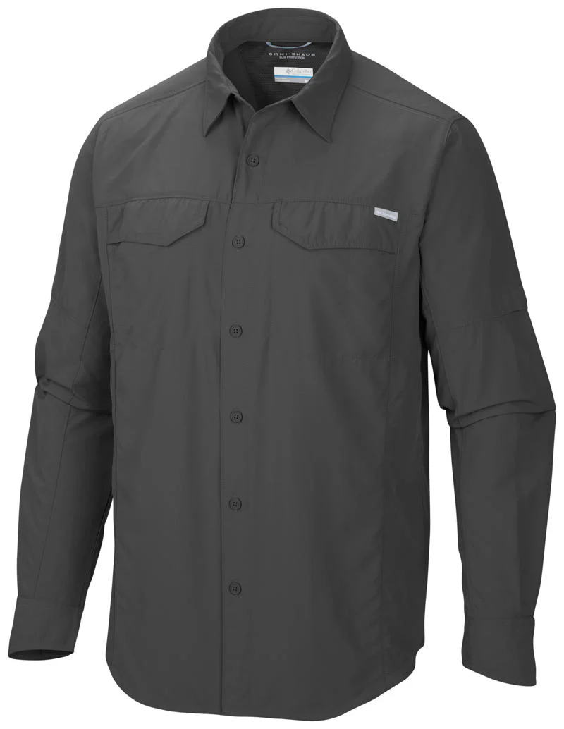 Columbia Men Grey Silver Ridge Long Sleeve Shirt (Sun Protection)