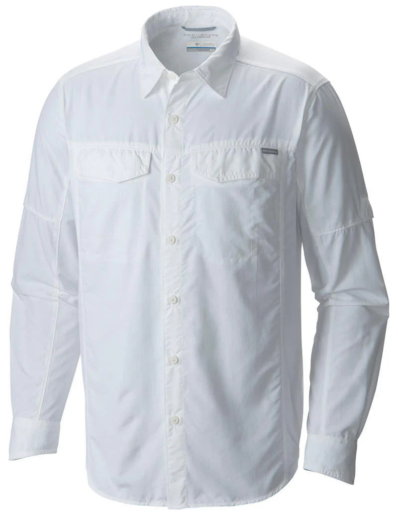 Columbia Men White Silver Ridge Long Sleeve Shirt (Sun Protection)