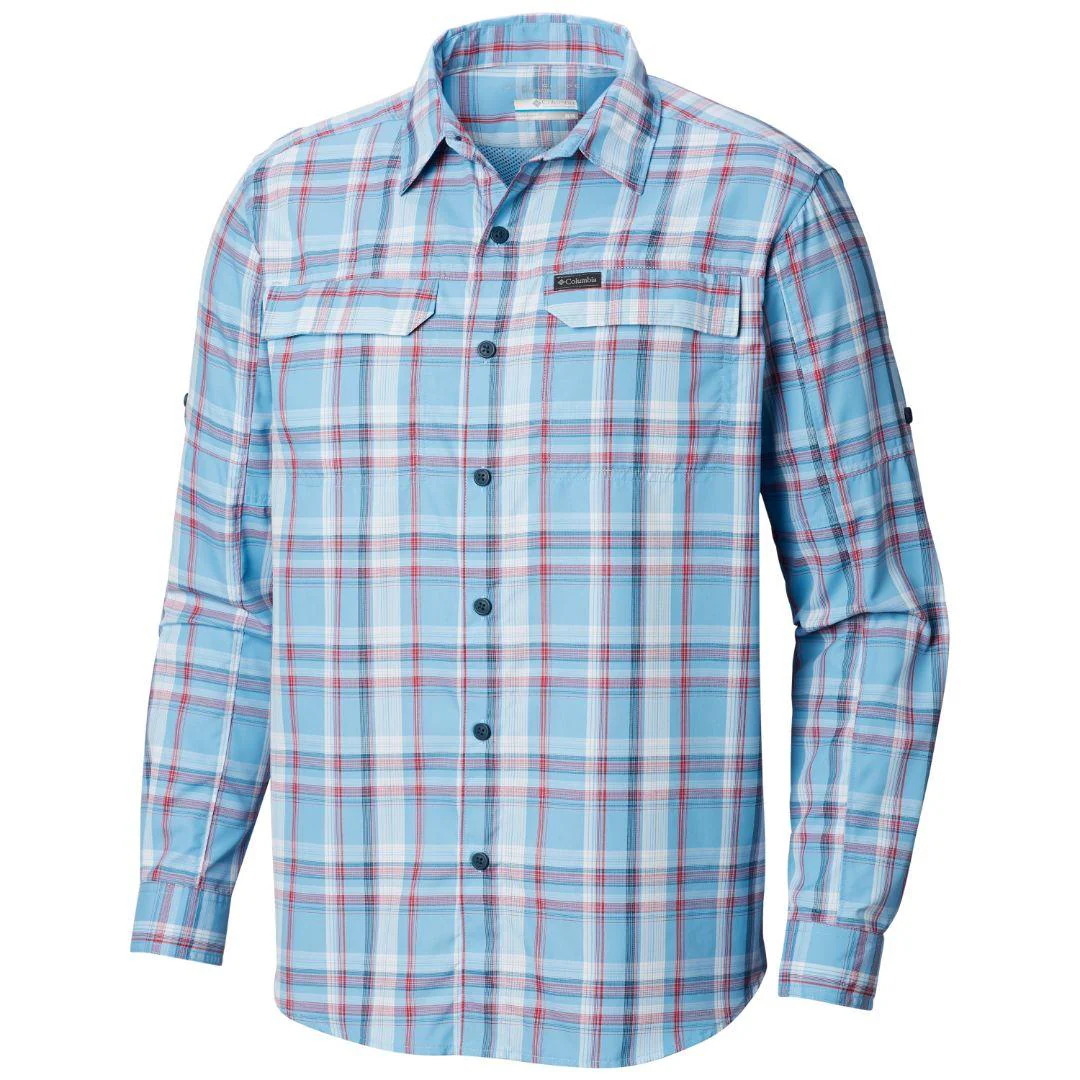 Columbia Men Blue Silver Ridge 2.0 Plaid L/S Shirt (Sun Protection)