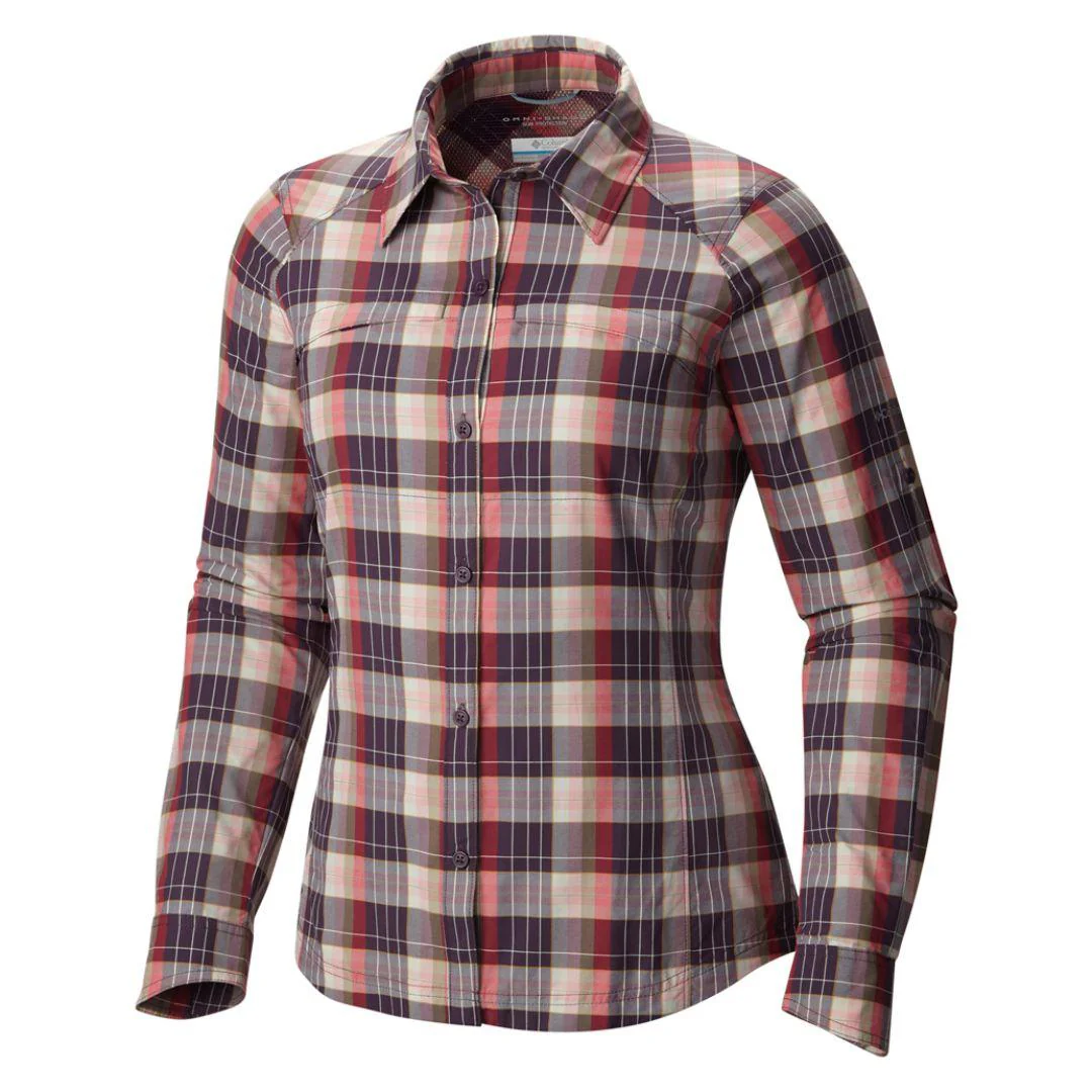 Columbia Women Blue Silver Ridge Plaid Long Sleeve Shirt (Sun Protection)