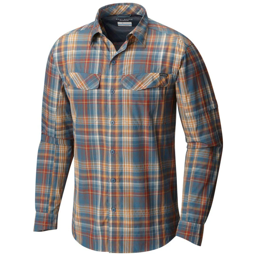 Columbia Men Blue Silver Ridge Plaid Long Sleeve Shirt (Sun Protection)
