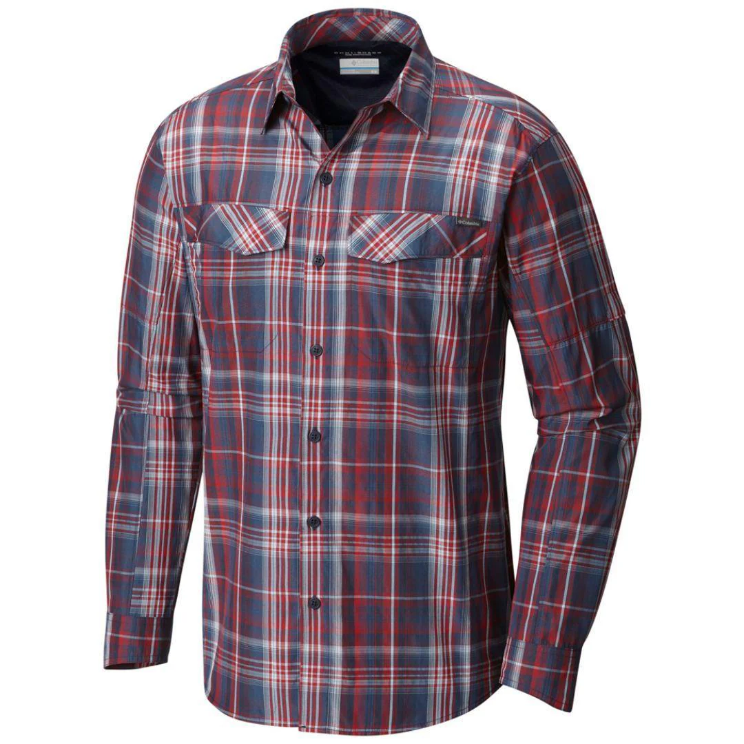 Columbia Men Blue Silver Ridge Plaid Long Sleeve Shirt (Sun Protection)