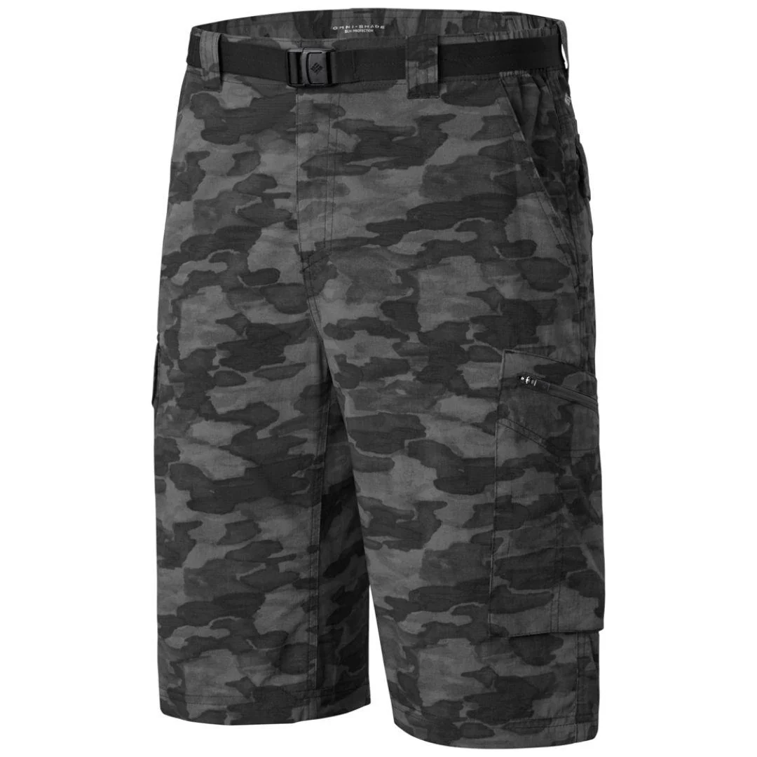 Columbia Men Black Silver Ridge Printed Cargo Short (Sun Protection)