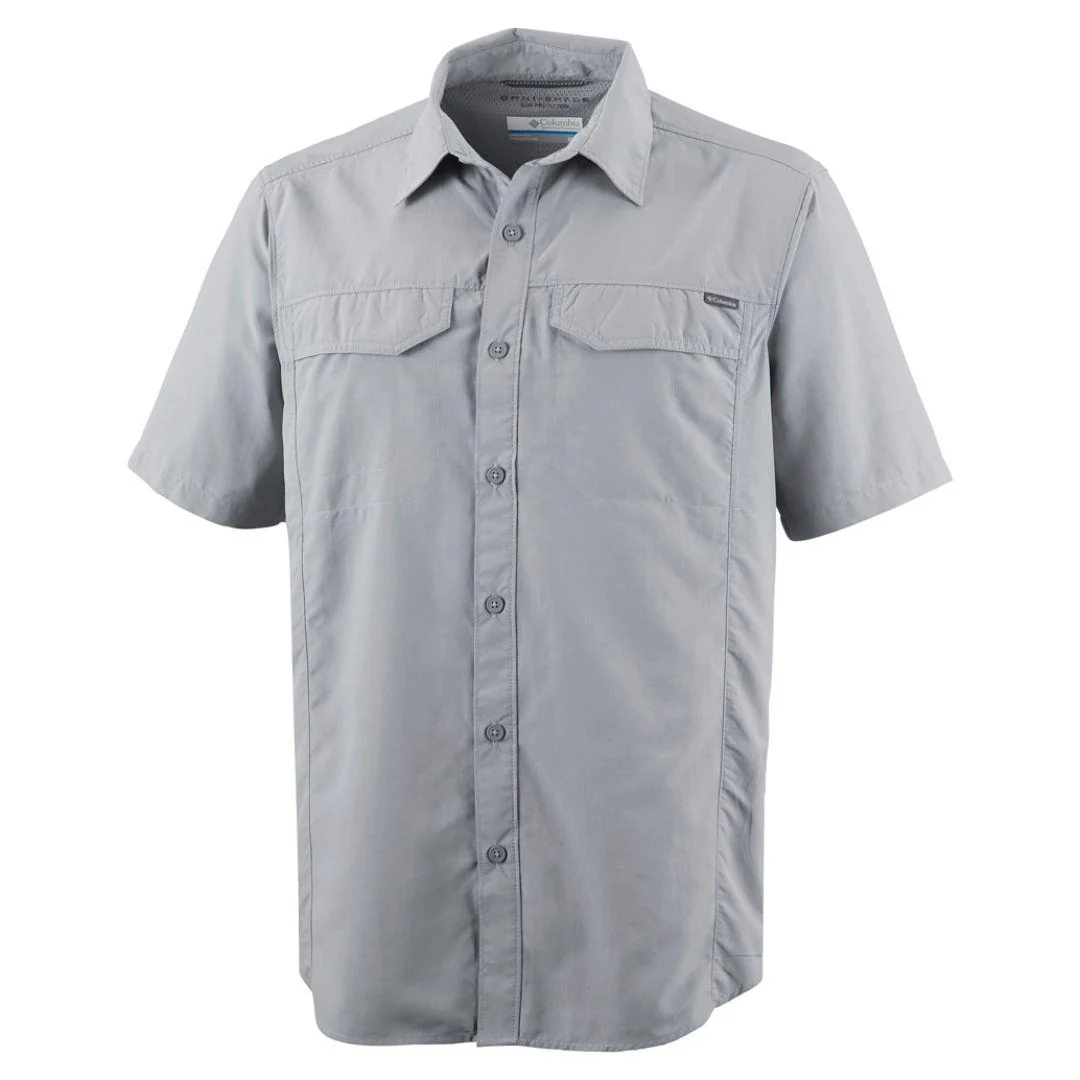 Columbia Men Grey Silver Ridge Short Sleeve Shirt (Sun Protection)