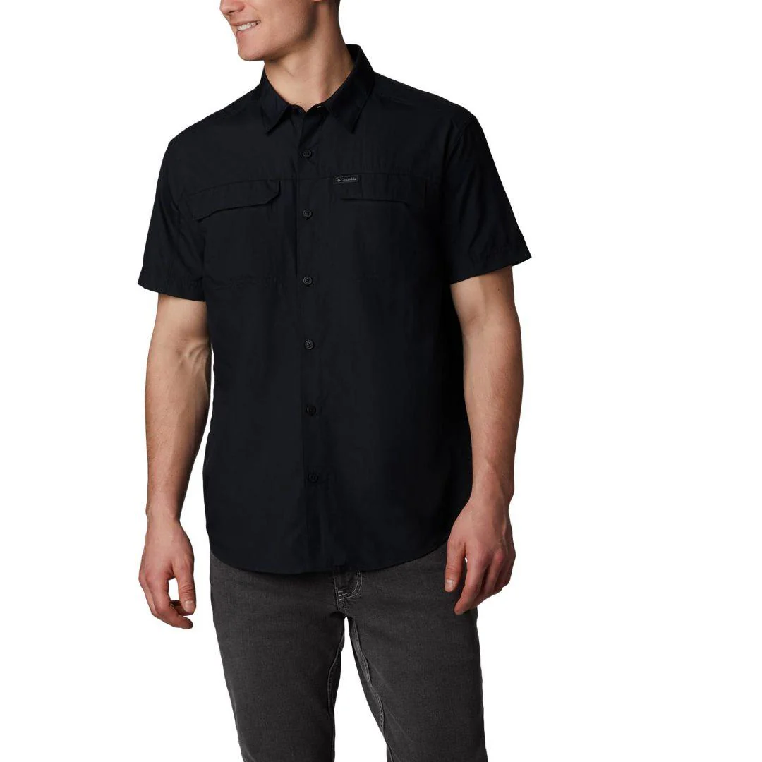 Columbia Men Black Silver Ridge 2.0 Short Sleeve Shirt (Sun Protection)