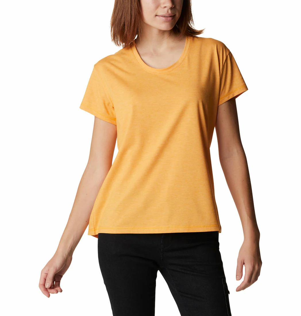 Columbia Women Yellow Sun Trek SS Tee (Sun Protection)
