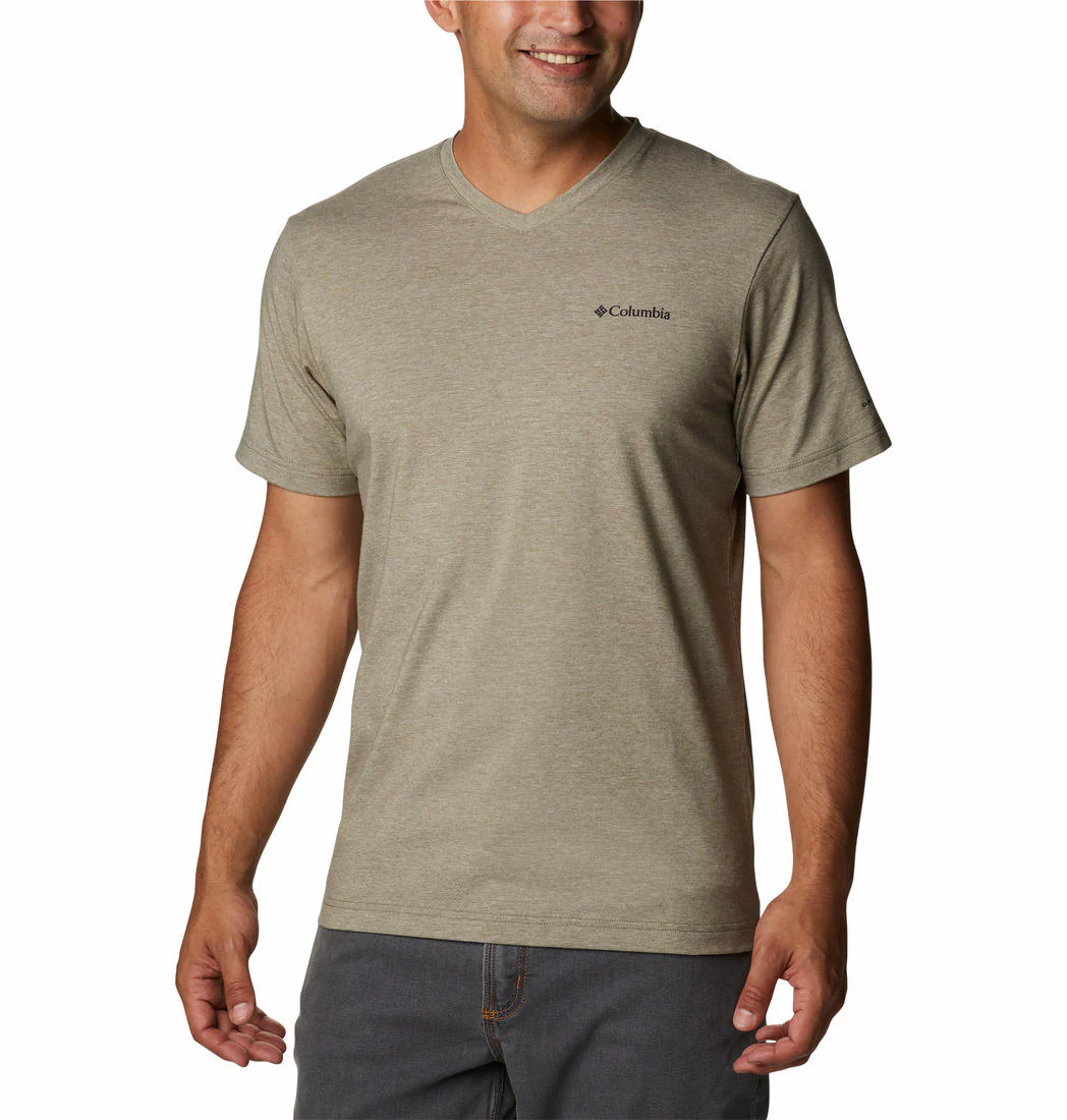 Columbia Men Green Sun Trek V-Neck Short Sleeve (Sun Protection)