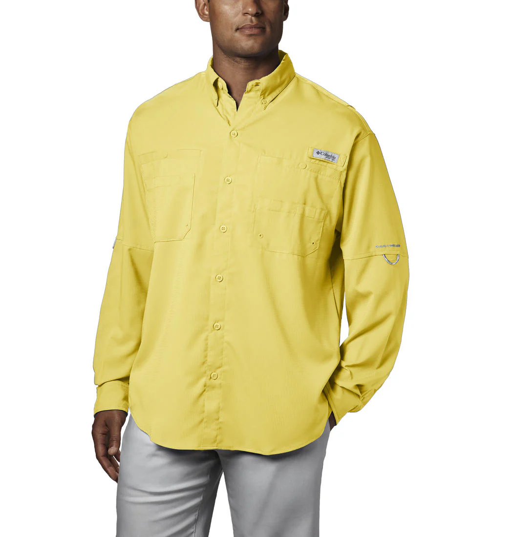 Columbia Men Yellow Tamiami II LS Shirt (Sun Protection)