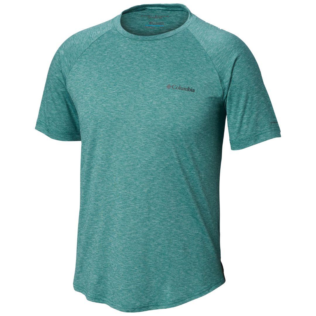 Columbia Men Blue Tech Trail II Short Sleeve Crew (Sun Protection)